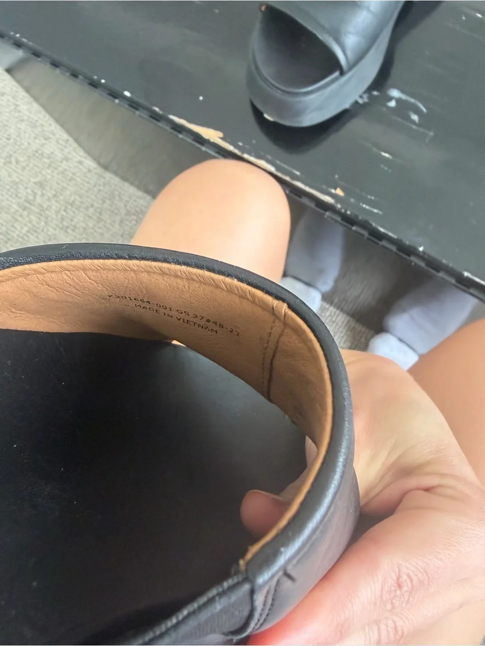 Women's Black Leather Slide Sandals - Platform Camper 37